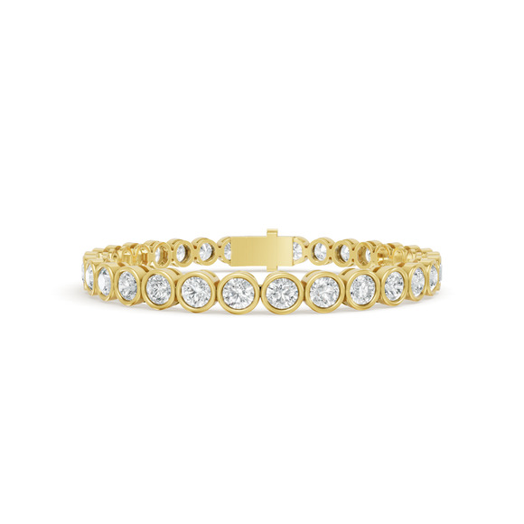 10.19 ctw Diamond Bezel 14K Yellow Gold Tennis Bracelet - Picture 1 of 4